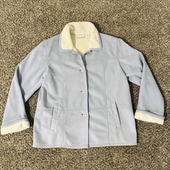 ALFRED DUNNER Blue Fleece Lined Button Down Jacket. Size 12P - Picture 1 of 6